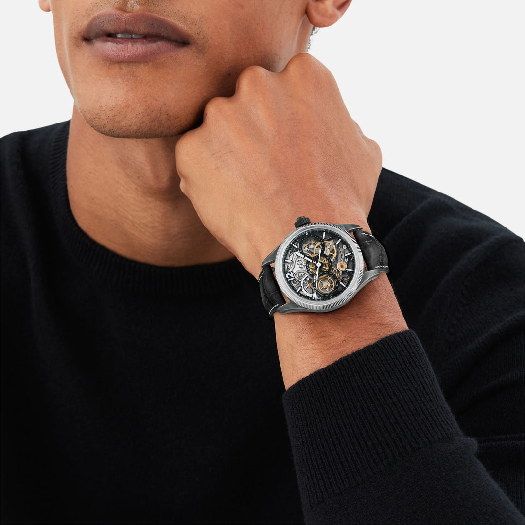 Montblanc horloge 1858 The Unveiled Secret Minerva Monopusher Chronograph Limited Edition - 88 stuks 43 mm geskeletteerd handmatig staal 131155