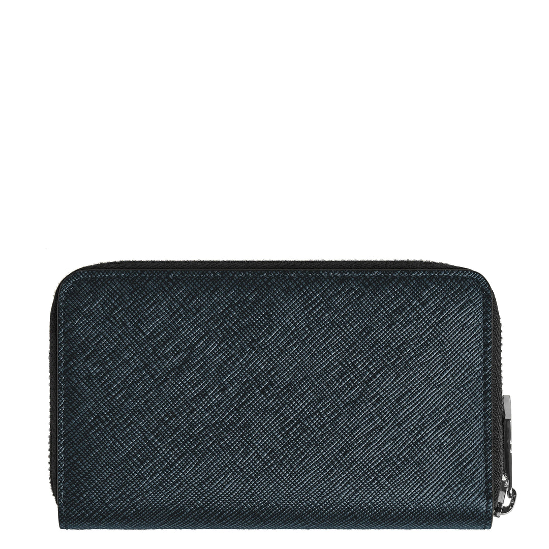 Montblanc portemonnee 12 vakken met ritssluiting medium Sartorial blauw tweed 220362