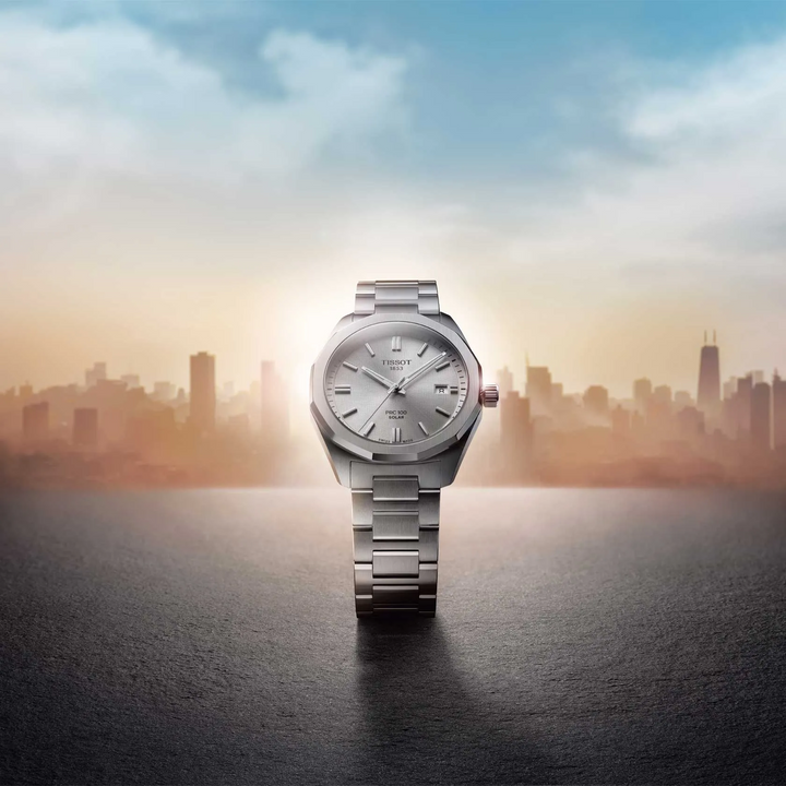 Tissot horloge PRC 100 Solar 39mm zilver quartz staal T151.422.11.031.00