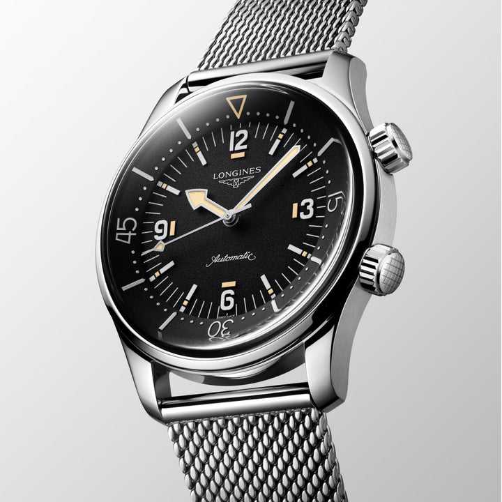 Longines horloge Legend Diver 59 42mm zwart automatisch staal L3.795.4.59.9