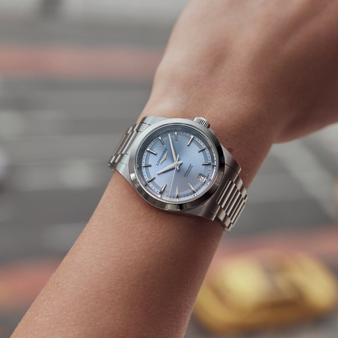 Longines Conquest watch 34mm blue automatic steel L3.430.4.92.6