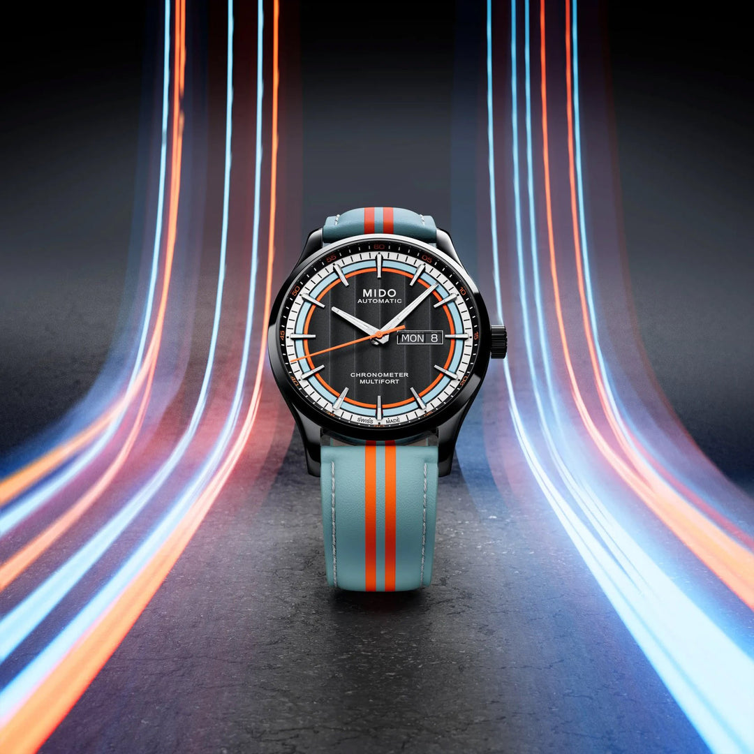 Mido-Uhr Multifort Chronometer 1 Racer 42 mm, schwarzer Automatikstahl, schwarzes PVD-Finish M038.431.36.051.00