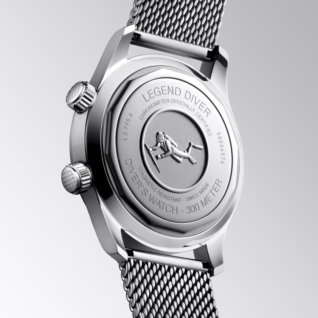 Longines horloge Legend Diver 59 42mm zwart automatisch staal L3.795.4.59.9