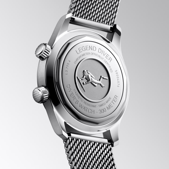 Longines horloge Legend Diver 59 42mm zwart automatisch staal L3.795.4.59.9