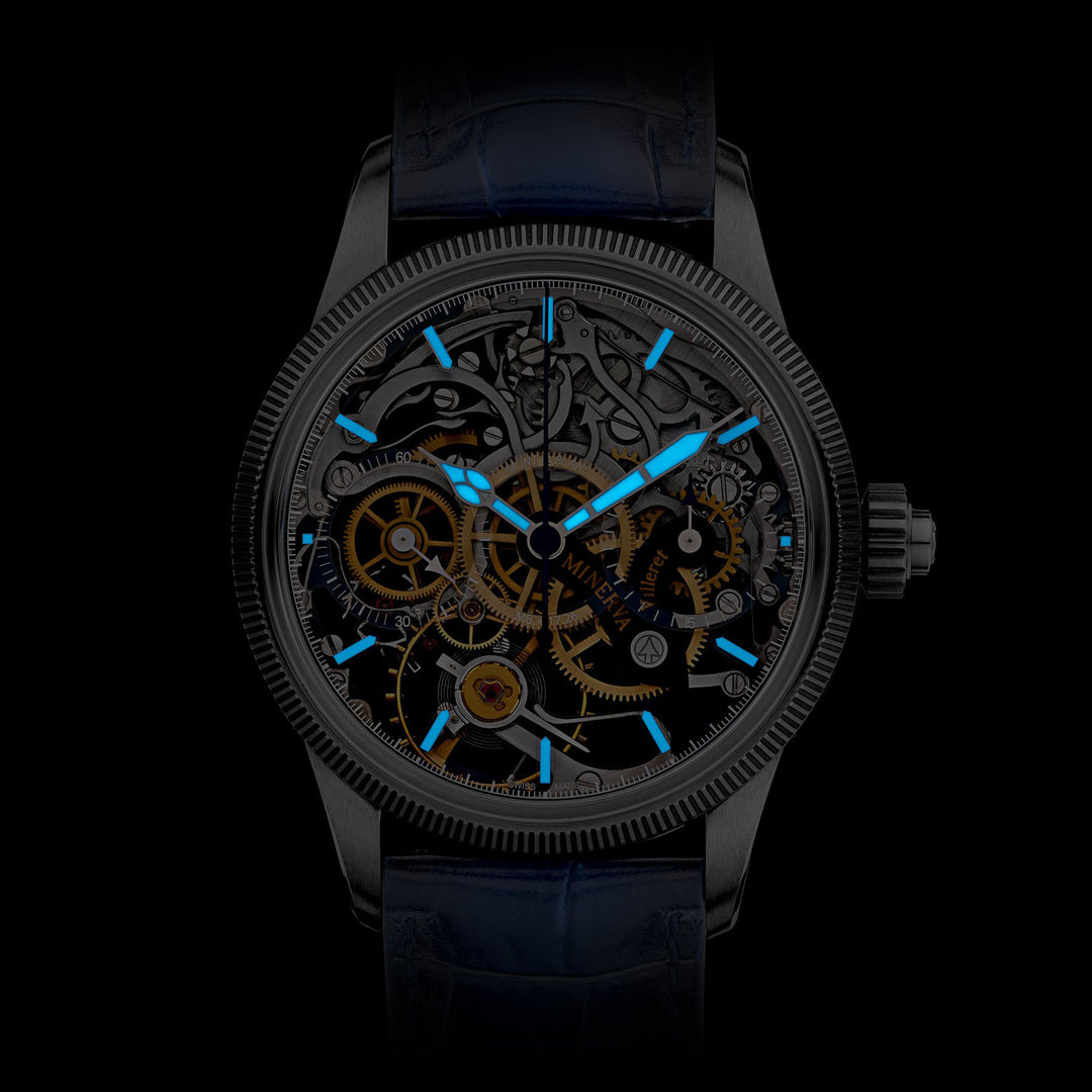 Montblanc horloge 1858 The Unveiled Minerva Chronograph Limited Edition - 100 stuks 43 mm skelet handmatig staal 133296