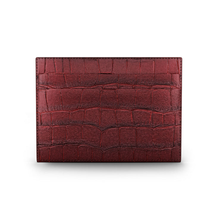 Giovanni Raspini bordeaux croco lederen kaarthouder 925 zilver L0029