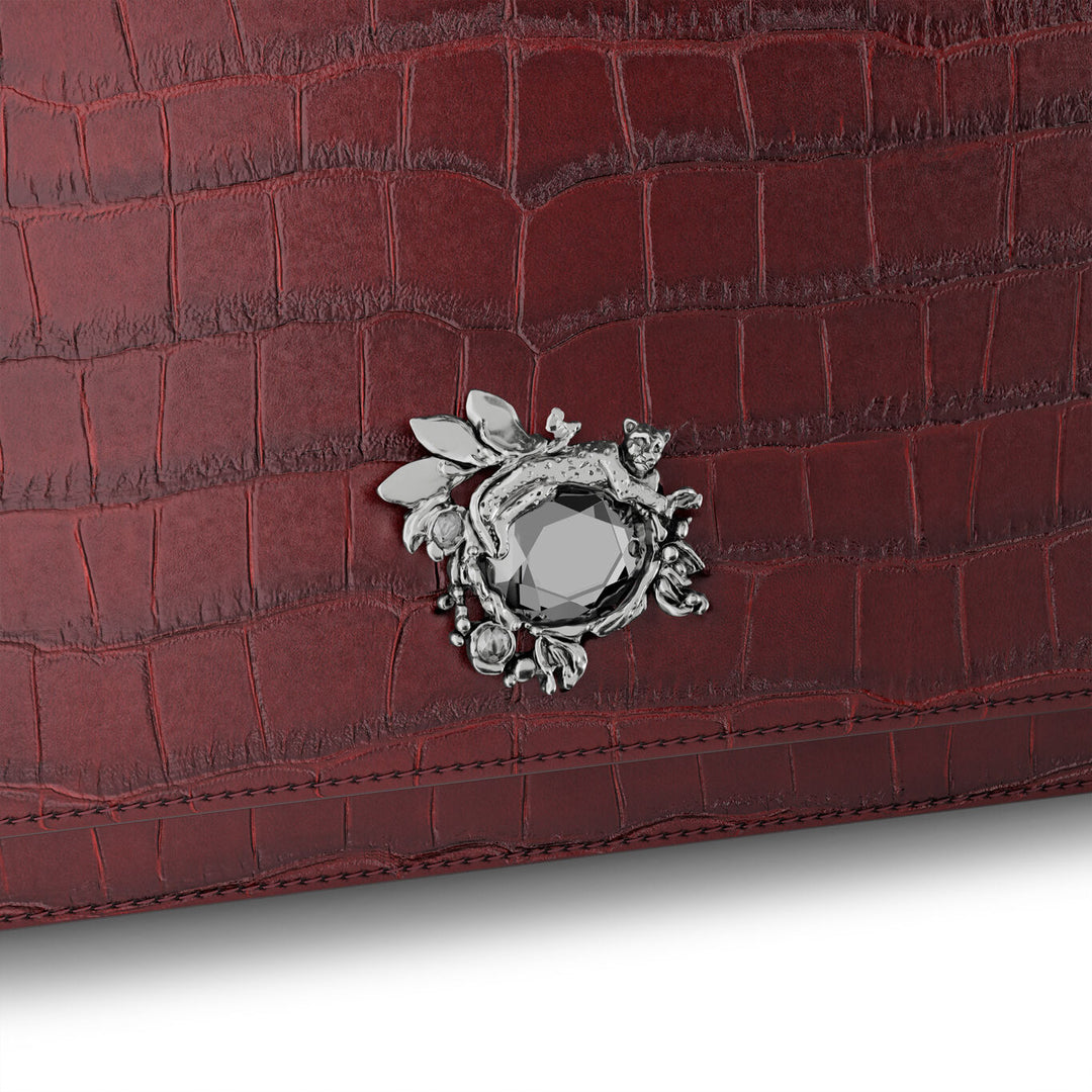 Giovanni Raspini jungle clutch croco bordeaux brons-wit leer L0034
