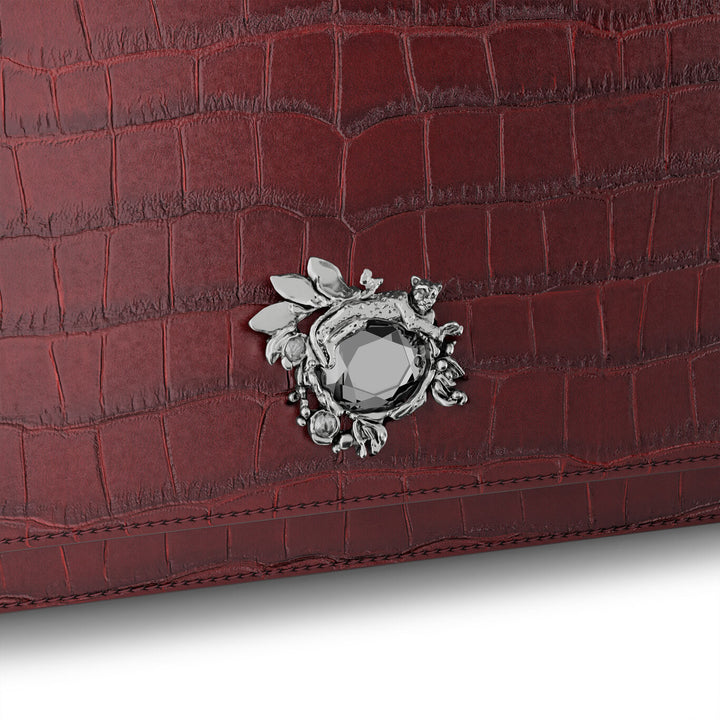 Giovanni Raspini jungle clutch croco bordeaux brons-wit leer L0034