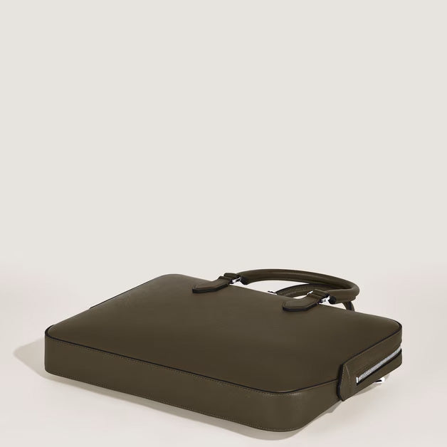 Montblanc slim Sartorial khaki leather briefcase 221548