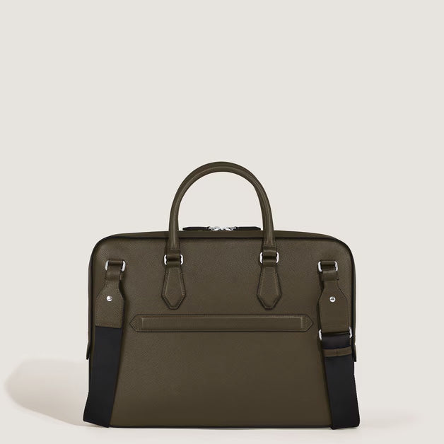 Montblanc slim Sartorial khaki leather briefcase 221548