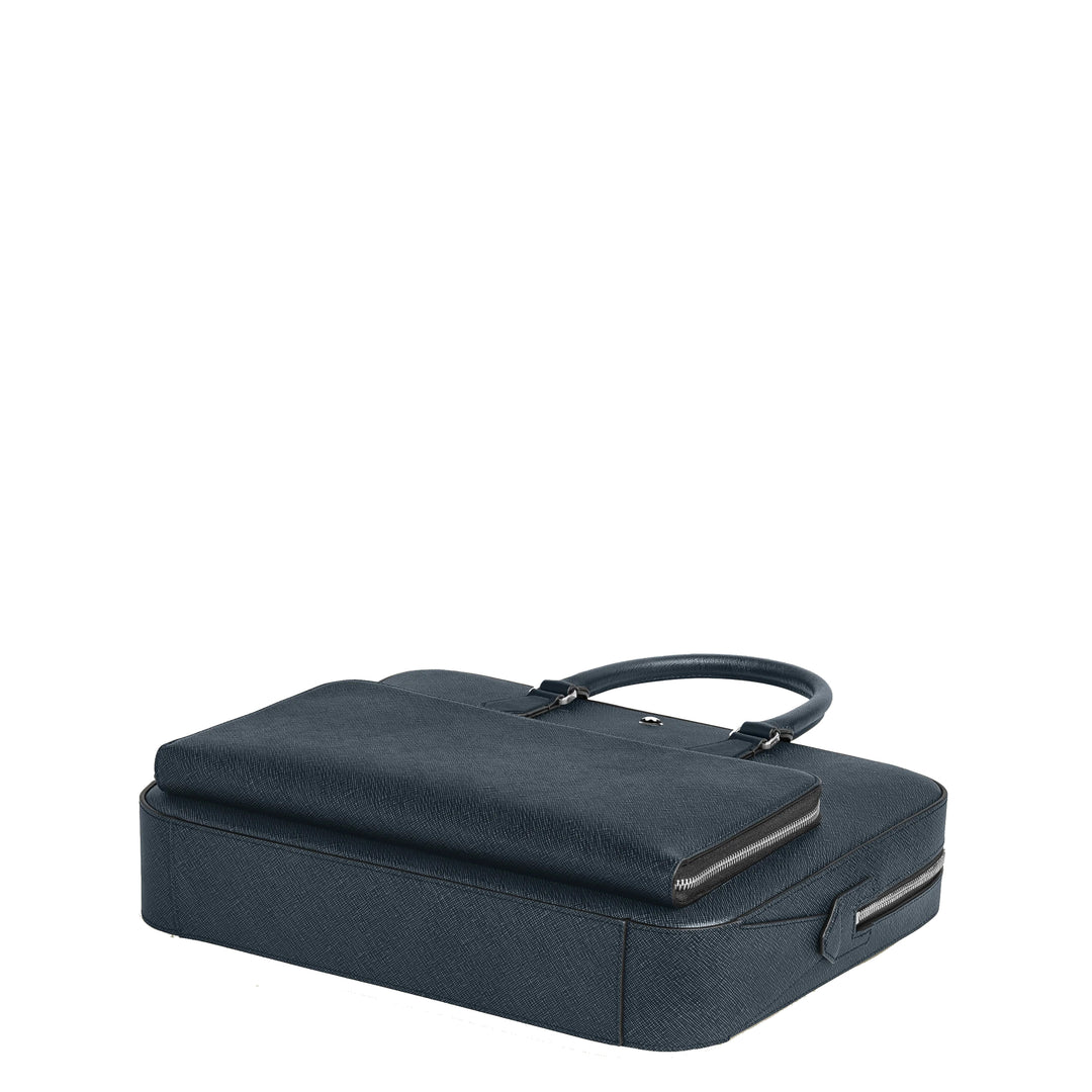 Montblanc Sartorial medium document bag blue tweed 220332