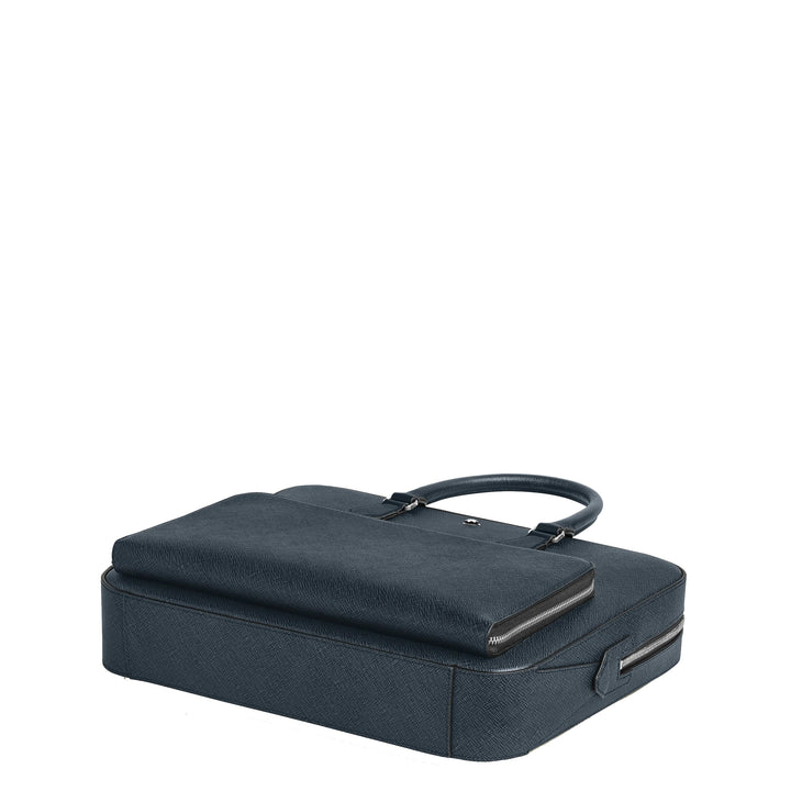 Montblanc Sartorial medium document bag blue tweed 220332