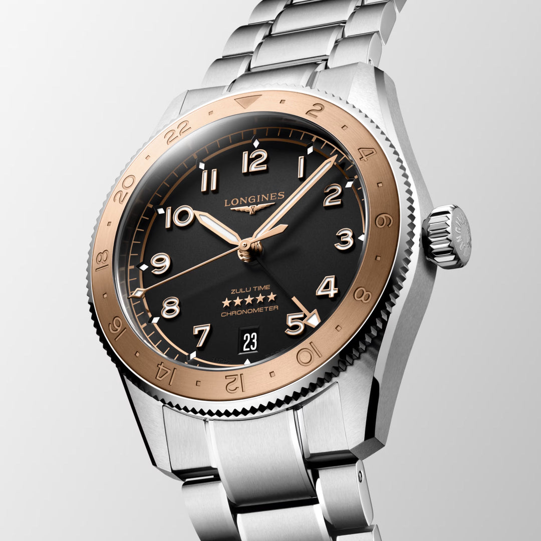 Longines watch Spirit Zulu Time 1925 39mm automatic black gold steel L3.803.5.53.6