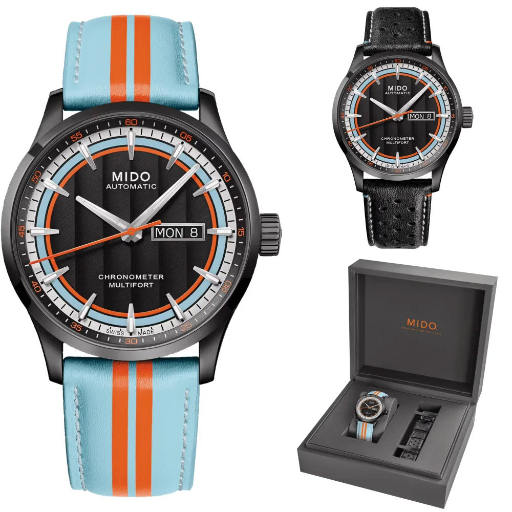 Mido-Uhr Multifort Chronometer 1 Racer 42 mm, schwarzer Automatikstahl, schwarzes PVD-Finish M038.431.36.051.00