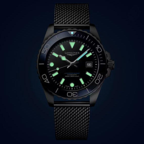 Longines Hydroconquest 39mm zwart automatisch stalen horloge L3.779.4.90.6