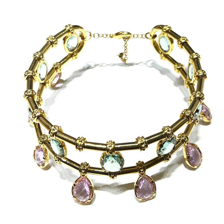 Federica Rossi bronze choker necklace PVD finish 18kt gold crystals FR.CO.21