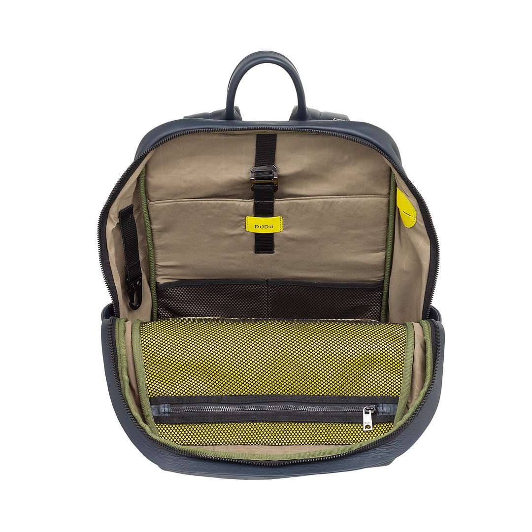 DUDU Unisex Leather Travel Backpack for Men and Women - Stylish and Durable Backpack for Tablet, Hiking and Work - Adjustable Shoulder Straps and Ergonomic Design