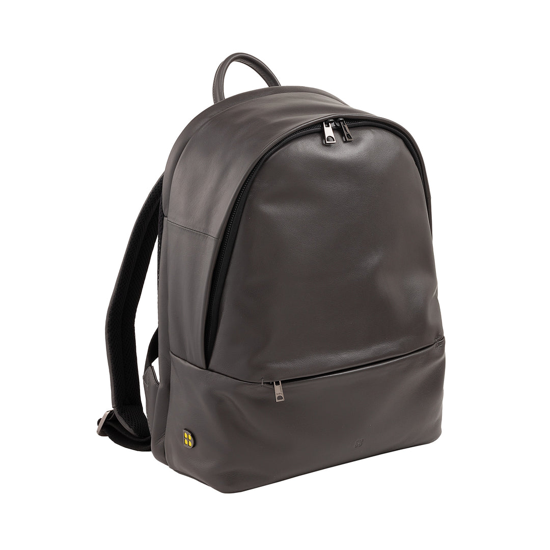 DUDU Leather Backpack for Men and Women 15L PC Holder - Elegant Travel and Work Backpack with Padded Laptop Pocket (up to 13"), Adjustable Shoulder Straps and Compact Design
