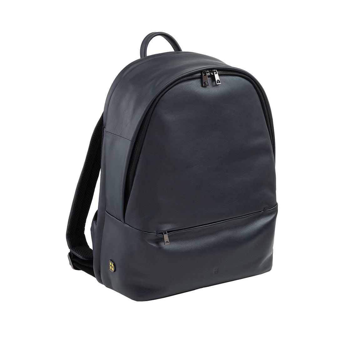 DUDU Leather Backpack for Men and Women 15L PC Holder - Elegant Travel and Work Backpack with Padded Laptop Pocket (up to 13"), Adjustable Shoulder Straps and Compact Design