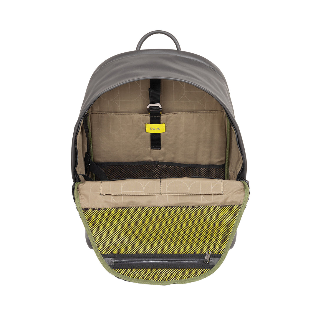DUDU Leather Backpack for Men and Women 15L PC Holder - Elegant Travel and Work Backpack with Padded Laptop Pocket (up to 13"), Adjustable Shoulder Straps and Compact Design