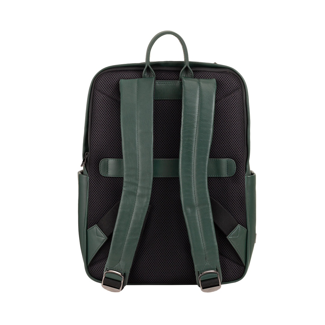 DUDU Leather Backpack for Men and Women, PC holder up to 15.6" MacBook 16 Inch, 20 Liter Travel Backpack, Elegant Multicompartment Work Office Backpack
