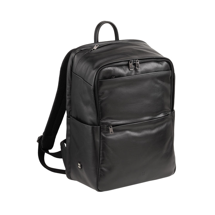 DUDU Leather Backpack for Men and Women, PC holder up to 15.6" MacBook 16 Inch, 20 Liter Travel Backpack, Elegant Multicompartment Work Office Backpack