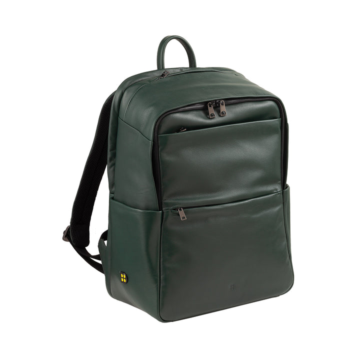 DUDU Leather Backpack for Men and Women, PC holder up to 15.6" MacBook 16 Inch, 20 Liter Travel Backpack, Elegant Multicompartment Work Office Backpack