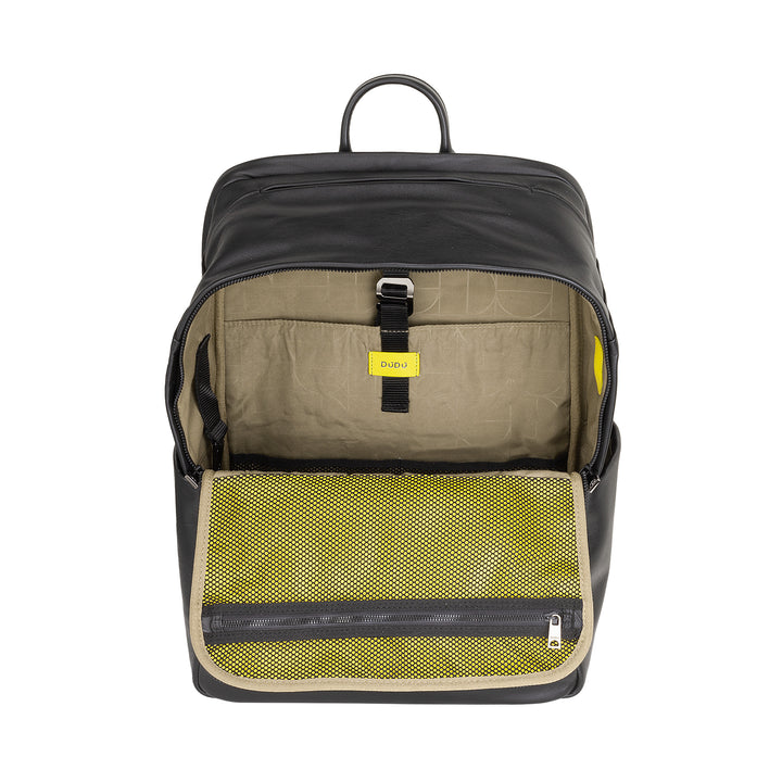 DUDU Leather Backpack for Men and Women, PC holder up to 15.6" MacBook 16 Inch, 20 Liter Travel Backpack, Elegant Multicompartment Work Office Backpack