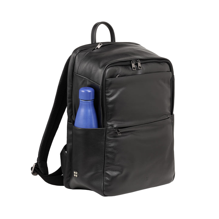 DUDU Leather Backpack for Men and Women, PC holder up to 15.6" MacBook 16 Inch, 20 Liter Travel Backpack, Elegant Multicompartment Work Office Backpack