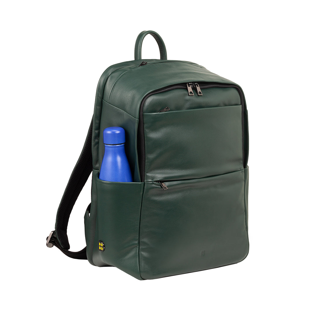 DUDU Leather Backpack for Men and Women, PC holder up to 15.6" MacBook 16 Inch, 20 Liter Travel Backpack, Elegant Multicompartment Work Office Backpack