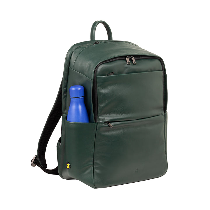 DUDU Leather Backpack for Men and Women, PC holder up to 15.6" MacBook 16 Inch, 20 Liter Travel Backpack, Elegant Multicompartment Work Office Backpack