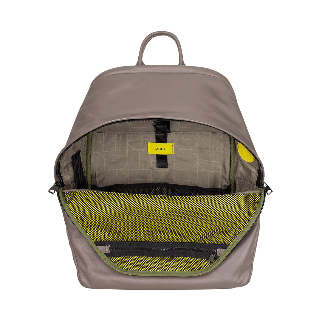 DUDU Leather Backpack for Men and Women, PC holder up to 15.6" MacBook 16 Inch, 20 Liter Travel Backpack, Office Work Backpack with an Elegant Essential Design