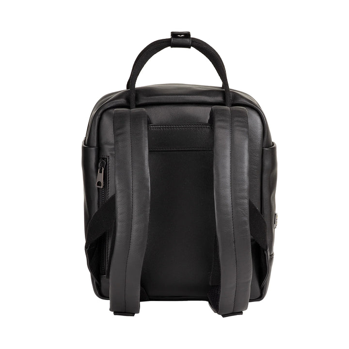 DUDU Leather Backpack for Men and Women - Elegant and Compact Unisex Casual Backpack, 6.5 Litres, with Front Pocket and Tablet Compartment, Perfect for Work, Travel and Leisure
