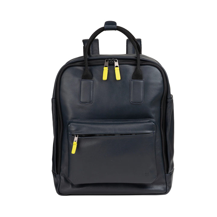 DUDU Lederrucksack für Damen und Herren – Eleganter und geräumiger Unisex-Freizeitrucksack, 19 Liter, mit Vordertasche und Tablet-Fach, perfekt für Arbeit, Reisen und Freizeit