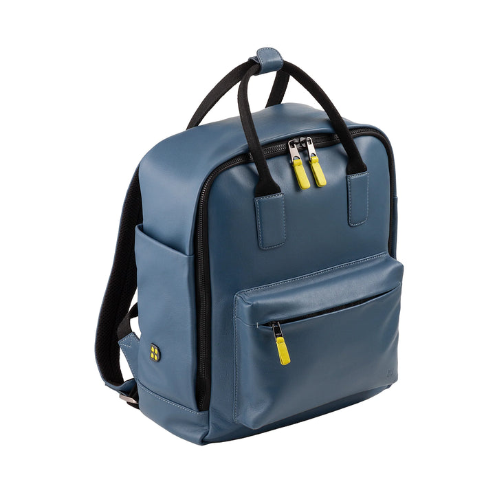 DUDU Leather Backpack for Men and Women - Elegant and Roomy Unisex Casual Backpack, 19 Litres, with Front Pocket and Tablet Compartment, Perfect for Work, Travel and Free Time
