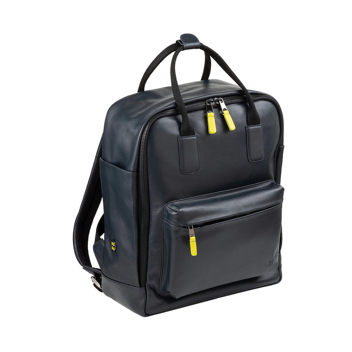 DUDU Lederrucksack für Damen und Herren – Eleganter und geräumiger Unisex-Freizeitrucksack, 19 Liter, mit Vordertasche und Tablet-Fach, perfekt für Arbeit, Reisen und Freizeit