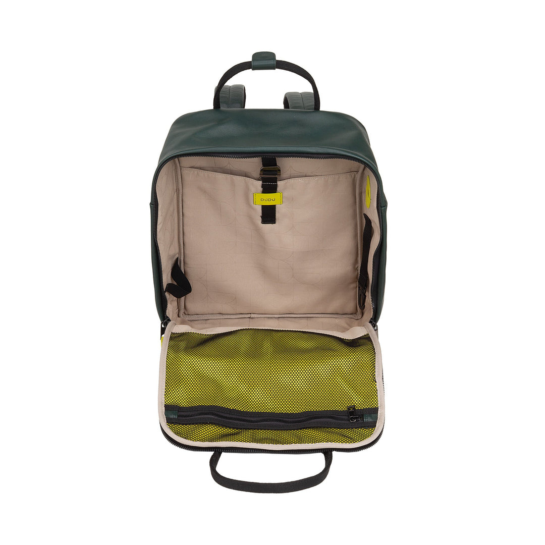 DUDU Leather Backpack for Men and Women - Elegant and Roomy Unisex Casual Backpack, 19 Litres, with Front Pocket and Tablet Compartment, Perfect for Work, Travel and Free Time
