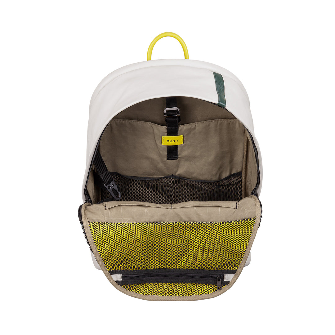 DUDU Lederrucksack für Damen und Herren – Tennis-inspiriertes Design, PC- oder MacBook-Rucksack, atmungsaktiver Rücken und gepolsterte Schultergurte