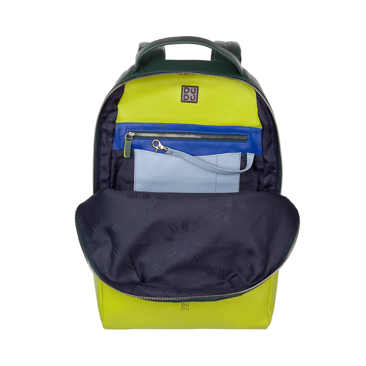 DUDU Herren-Sportrucksack aus mehrfarbigem Leder, weicher, farbiger Damen-Rucksack mit Diebstahlsicherungstasche