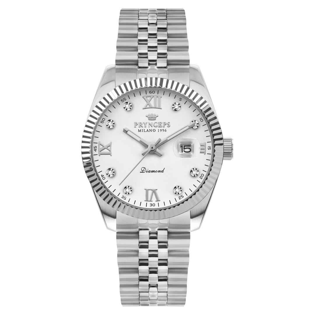 Pryngeps watch Erre X Diamonds 32mm white steel quartz A822/2QB BI