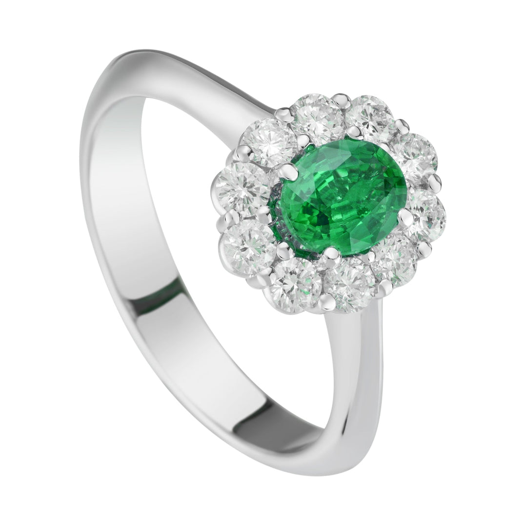 Golay 6x5 ovale smaragdring en diamanten