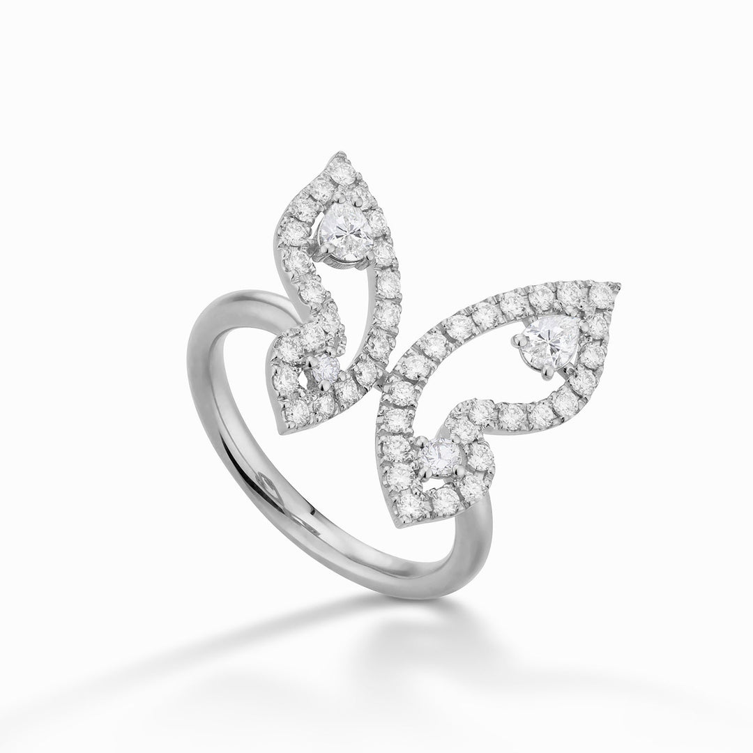 Golay Small Butterfly Ring With Diamonds Drop