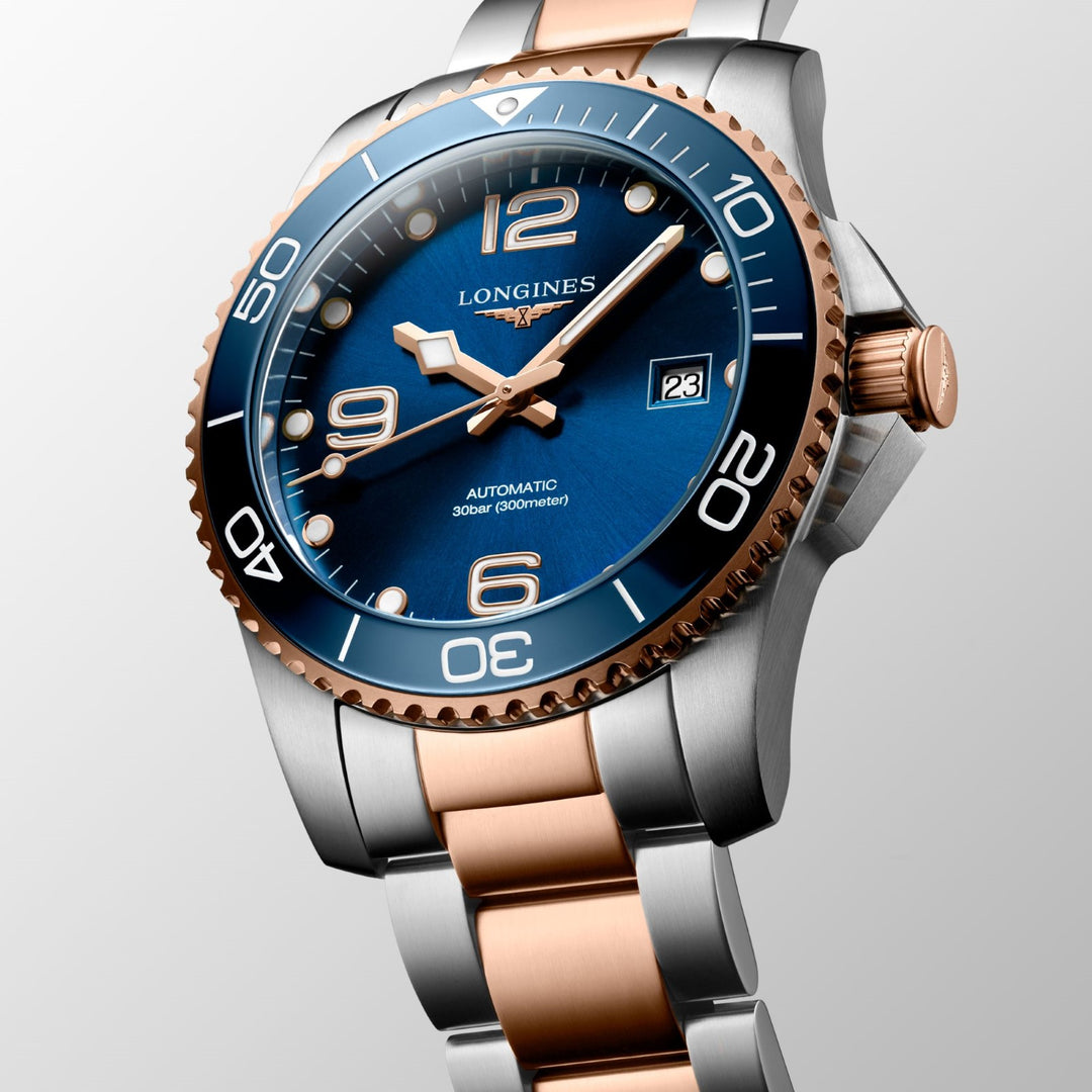 Longines HydroConquest 41 mm blauw automatisch staal PVD Gold Finance L3.781.3.98.7