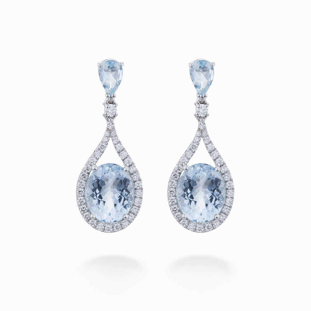 Golay Earrings Acquamarine Oval with Drops Acquamarine