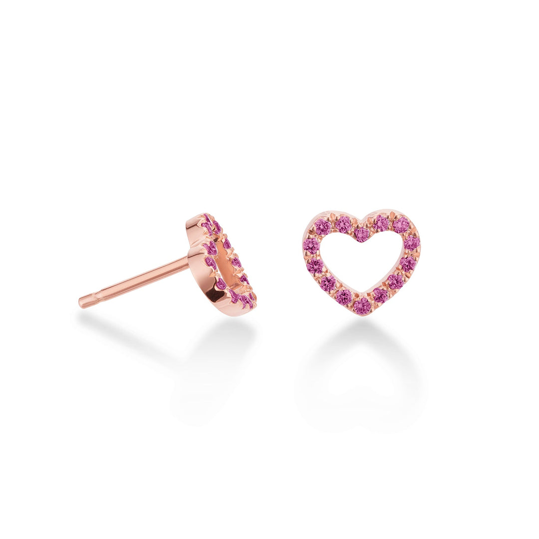 Golay Small Heart Earrings With Pink Sapphires