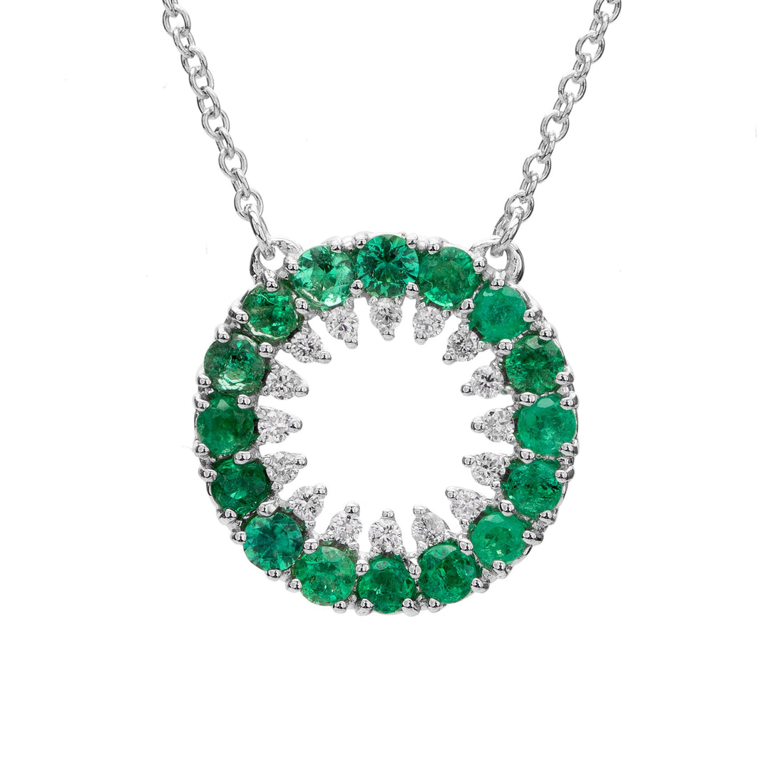 Golay hanger cirkel smaragden en witte diamanten bijgerecht
