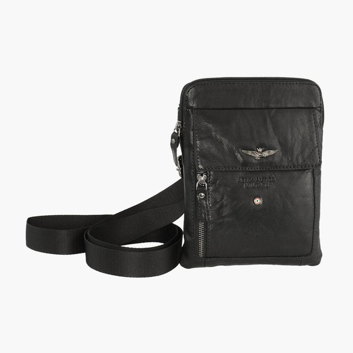 Aeronautica Militare Kleine Vintage-Umhängetasche aus Leder AM301-NE – Capodagli 1937
