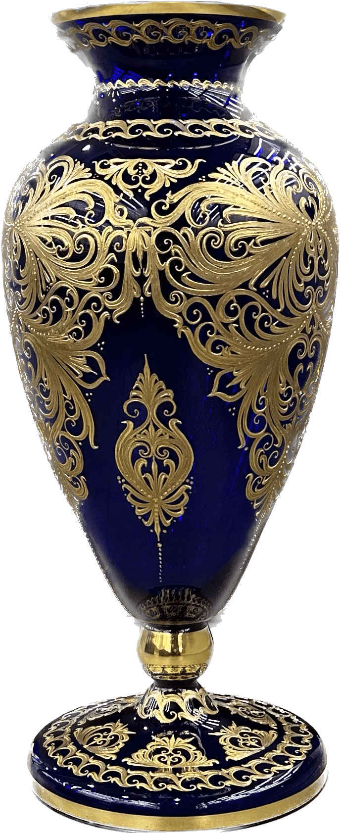 Kunstgeslepen kristallen vaas met puur gouden decoratie VASO_ORO1 - Capodagli 1937