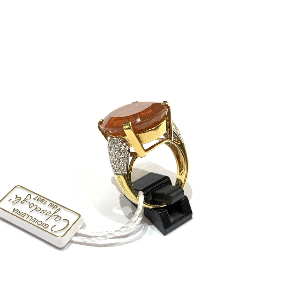 Capodagli 18kt geelgouden ring met vuuropaal en diamanten - Capodagli Jewellery