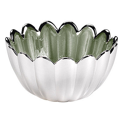 Ottaviani -middelpunt Margherita 9cm H.5cm zilveren glas groene salie 800365V